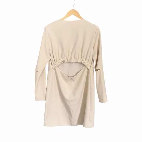 Tibi Cream Dress Open Back and Elbows Long Sleeve - Picture 2 of 6